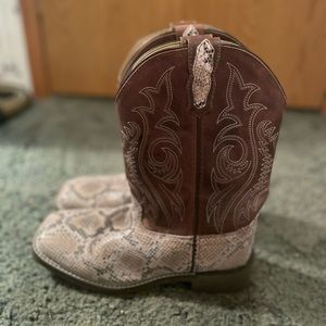 smoky mountain boots leather snake skin size 4.5